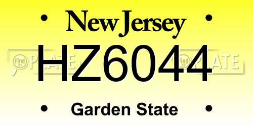 HZ6044 New Jersey License Plate