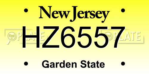 HZ6557 New Jersey License Plate