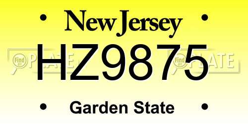 HZ9875 New Jersey License Plate