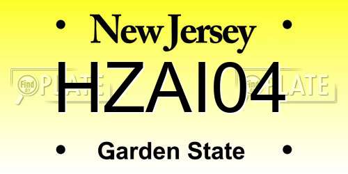 HZAI04 New Jersey License Plate
