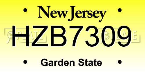 HZB7309 New Jersey License Plate