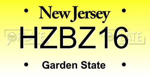 HZBZ16 New Jersey License Plate