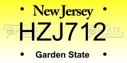HZJ712 New Jersey License Plate