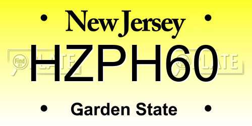 HZPH60 New Jersey License Plate