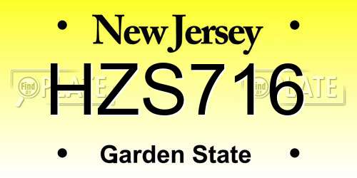 HZS716 New Jersey License Plate