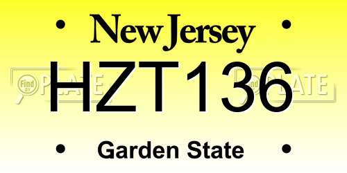 HZT136 New Jersey License Plate