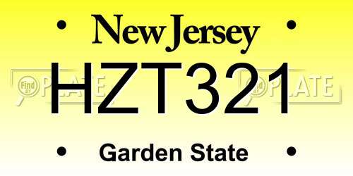 HZT321 New Jersey License Plate