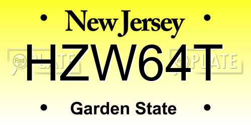 HZW64T New Jersey License Plate
