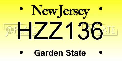 HZZ136 New Jersey License Plate