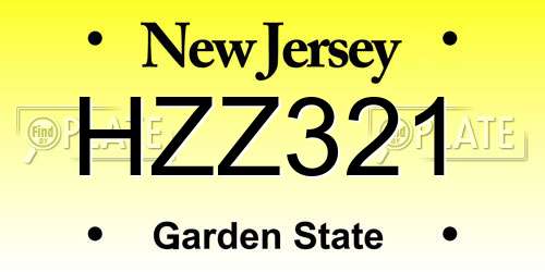 HZZ321 New Jersey License Plate