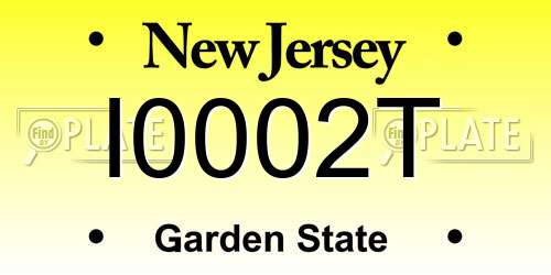 I0002T New Jersey License Plate