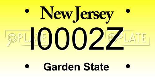 I0002Z New Jersey License Plate