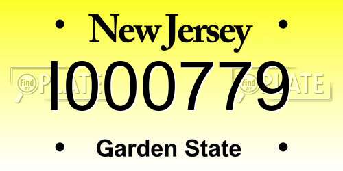I000779 New Jersey License Plate