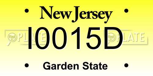 I0015D New Jersey License Plate