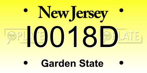 I0018D New Jersey License Plate