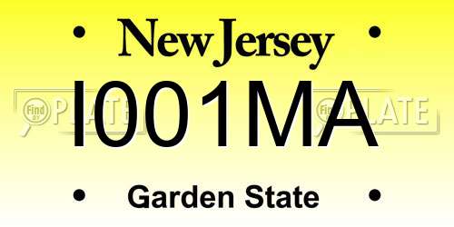 I001MA New Jersey License Plate