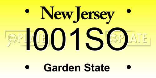 I001SO New Jersey License Plate