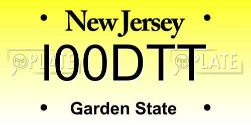 I00DTT New Jersey License Plate
