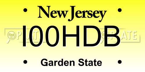 I00HDB New Jersey License Plate