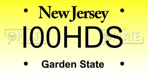 I00HDS New Jersey License Plate