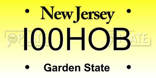 I00HOB New Jersey License Plate