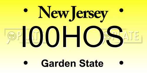 I00HOS New Jersey License Plate