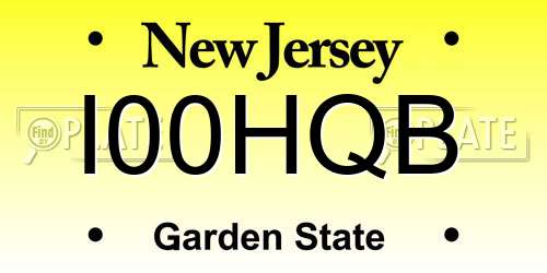 I00HQB New Jersey License Plate