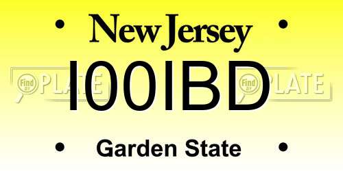 I00IBD New Jersey License Plate