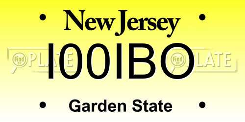 I00IBO New Jersey License Plate