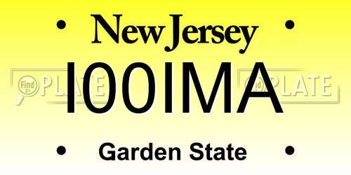 I00IMA New Jersey License Plate