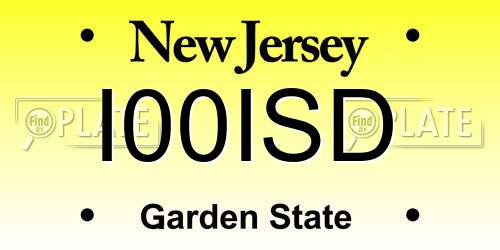 I00ISD New Jersey License Plate