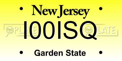 I00ISQ New Jersey License Plate