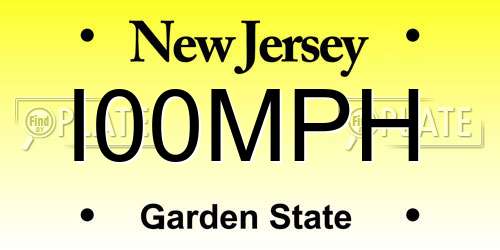 I00MPH New Jersey License Plate