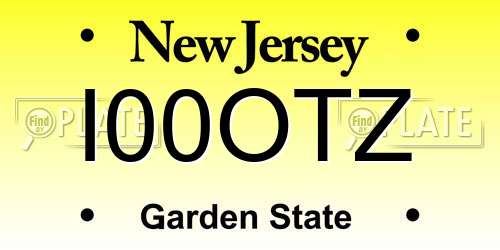 I00OTZ New Jersey License Plate