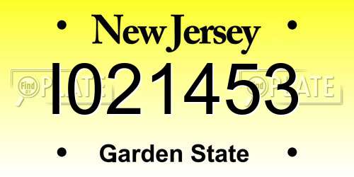 I021453 New Jersey License Plate