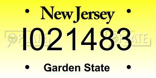 I021483 New Jersey License Plate