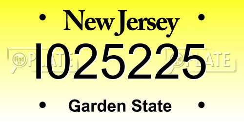 I025225 New Jersey License Plate