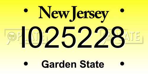 I025228 New Jersey License Plate