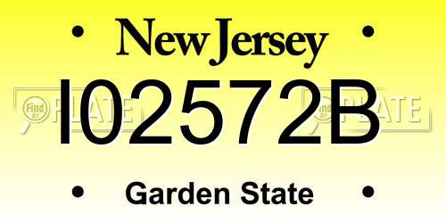 I02572B New Jersey License Plate