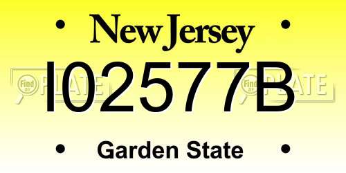I02577B New Jersey License Plate