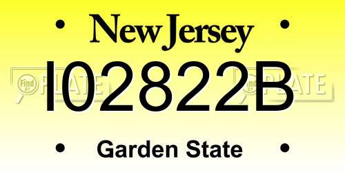 I02822B New Jersey License Plate
