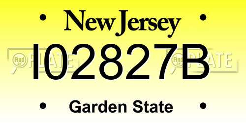 I02827B New Jersey License Plate