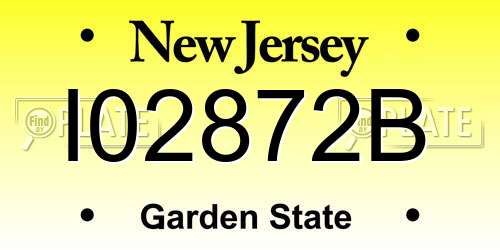 I02872B New Jersey License Plate