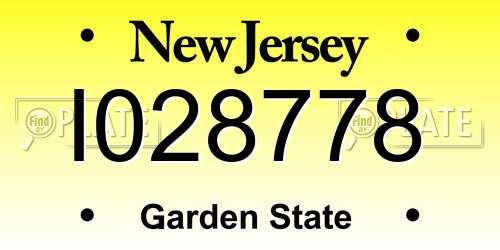 I028778 New Jersey License Plate