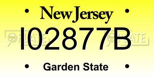 I02877B New Jersey License Plate