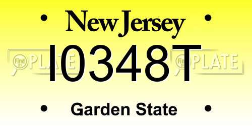I0348T New Jersey License Plate