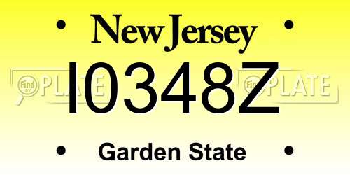 I0348Z New Jersey License Plate