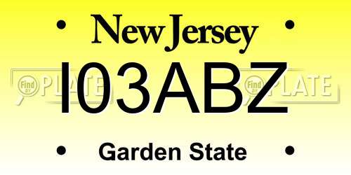 I03ABZ New Jersey License Plate