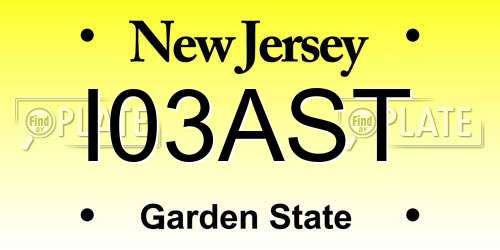 I03AST New Jersey License Plate