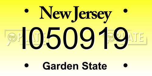 I050919 New Jersey License Plate